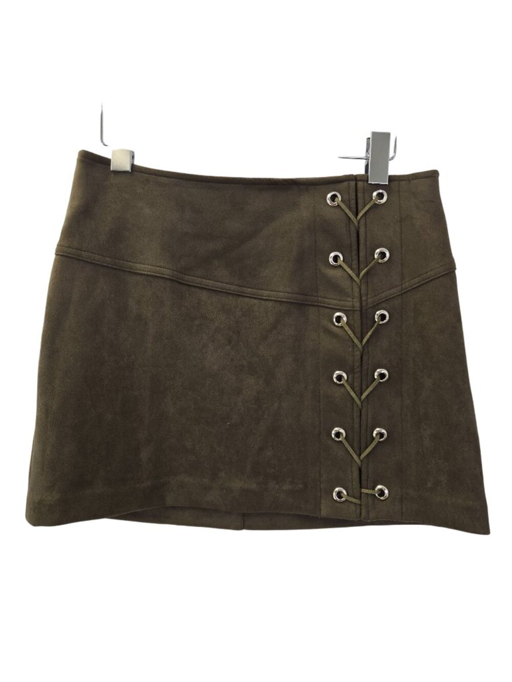Luxxel Faux Suede Lace-Up Detail Mini Skirt Size Large